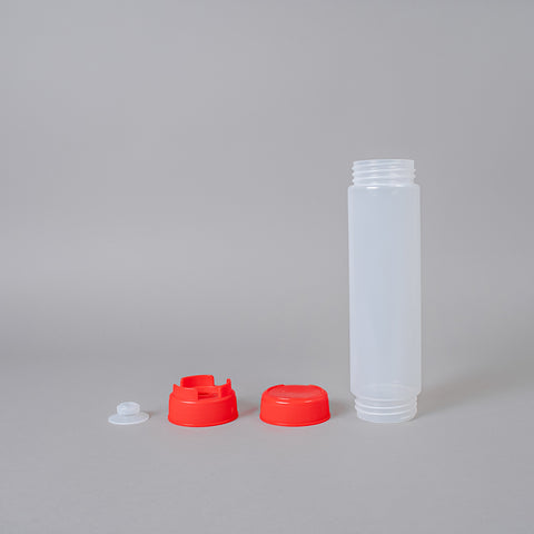 16oz. First In First Out Rotation Squeeze Sauce Dispenser Bottle with Lid, 3 Colours - Pack of 4