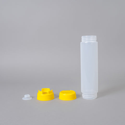 16oz. First In First Out Rotation Squeeze Sauce Dispenser Bottle with Lid, 3 Colours - Pack of 4