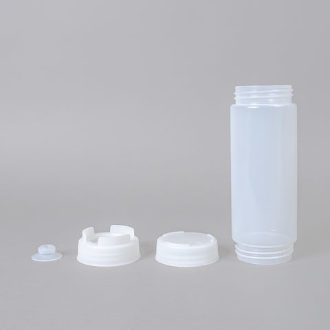 20oz. First In First Out Rotation Squeeze Sauce Dispenser Bottle with Lid, 3 Colours - Pack of 4