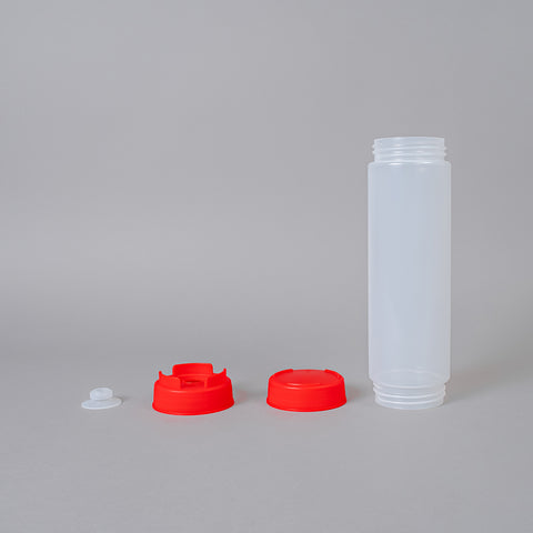 24oz. First In First Out Rotation Squeeze Sauce Dispenser Bottle with Lid, 3 Colours - Pack of 4